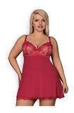 Obsessive Rosalyne babydoll & thong red Size Plus | Intimitis.ro