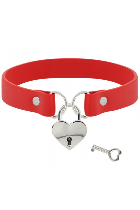 COQUETTE HAND CRAFTED CHOKER KEYS HEART RED D-229296