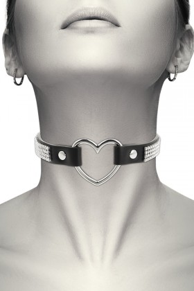 COQUETTE HAND CRAFTED CHOKER VEGAN LEATHER - HEART D-229289