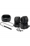 Black Leather Handcuffs And Collar - Darkness  D-221255