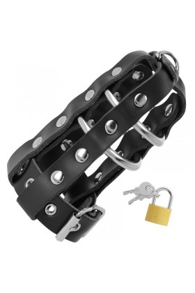 DARKNESS LEATHER CHASTITY CAGE D-226696