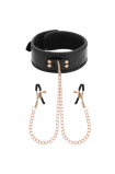 Black Edition Collar With Nipple Clamps With Neoprene Lining - Begme  D-229251 | Intimitis.ro