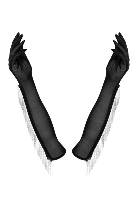 Gloves with Silver Beads Milladis Obsessive Black | Intimitis.ro