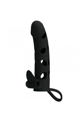 PRETTY LOVE VIBRATING SILICONE PENIS SLEEVE WITH BALL STRAPS 15.2 CM D-211760