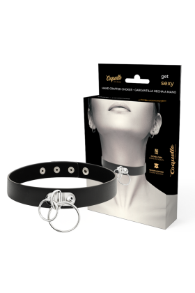 COQUETTE CHIC DESIRE HAND CRAFTED CHOKER VEGAN LEATHER - DOUBLE RING D-229293
