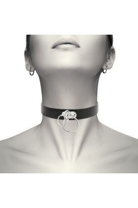 COQUETTE CHIC DESIRE HAND CRAFTED CHOKER VEGAN LEATHER - DOUBLE RING D-229293