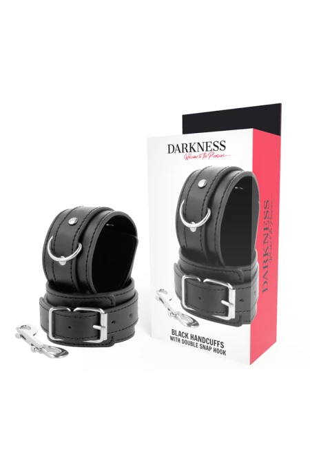 Black Adjustable Handcuffs With Double Reinforcement Tape - Darkness  D-221236 | Intimitis.ro