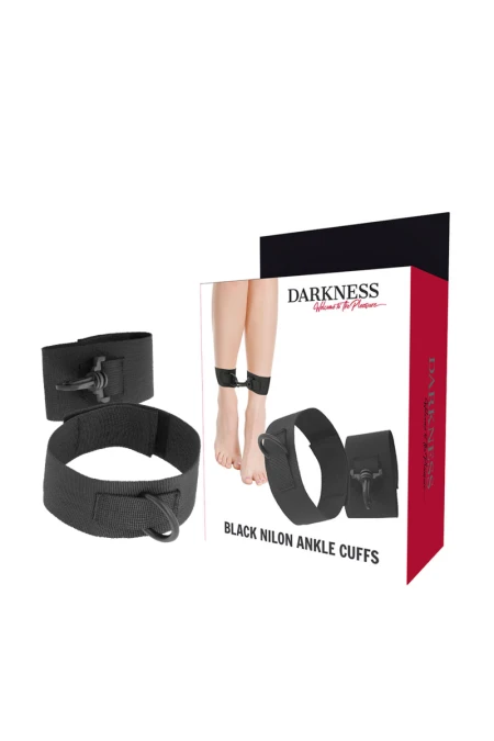 Black Nylon Ankle Cuffs - Darkness  D-226728 | Intimitis.ro