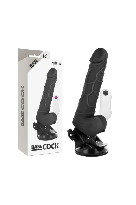Realistic Vibrator Remote Control Black With Testicles 19.5Cm - Basecock  D-223001 | Intimitis.ro