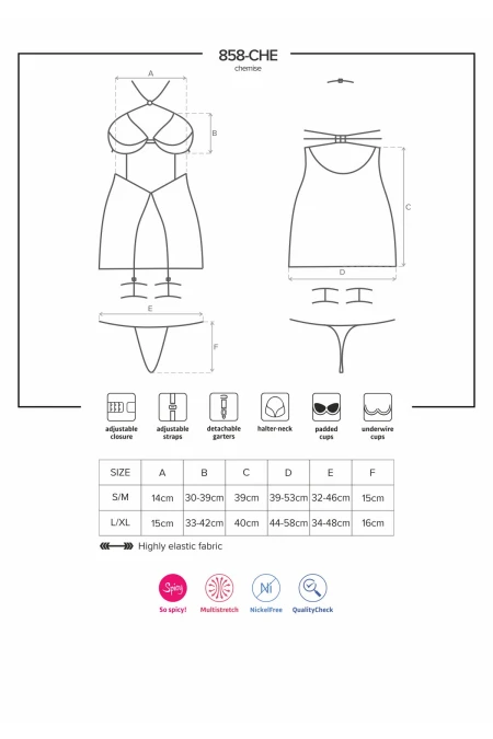 OB 858-CHE-1 chemise & thong | Intimitis.ro