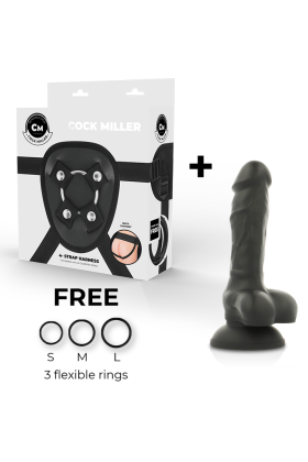 COCK MILLER HARNESS + SILICONE DENSITY COCKSIL ARTICULABLE BLACK 13 CM D-227622