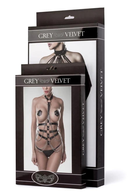 Set erotic 20200 Grey Velvet Black | Intimitis.ro