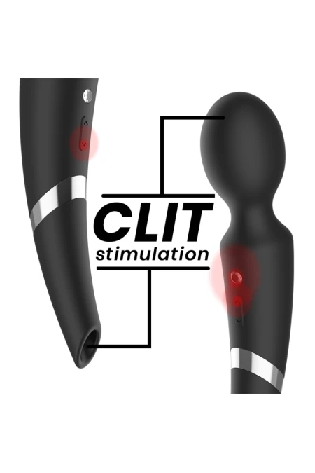 Beck Rechargeable Silicone Massager And Suction Black - Black&Silver  D-234392 | Intimitis.ro