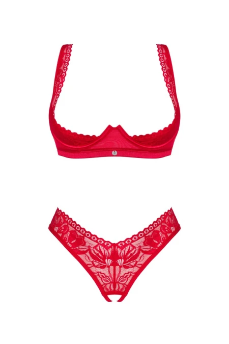 Set sexy 2pcs Open Lacelove Obsessive Red | Intimitis.ro