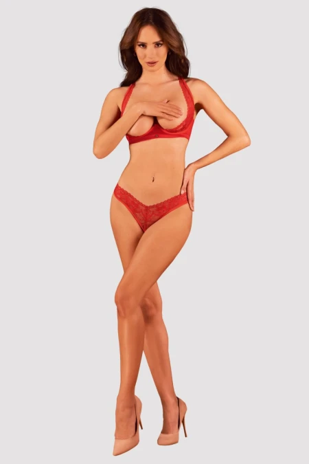 Set sexy 2pcs Open Lacelove Obsessive Red | Intimitis.ro