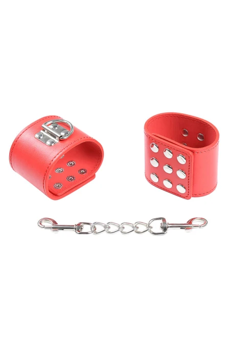 Red Handcuffs With Snap Closure - Ohmama Fetish  D-230092 | Intimitis.ro