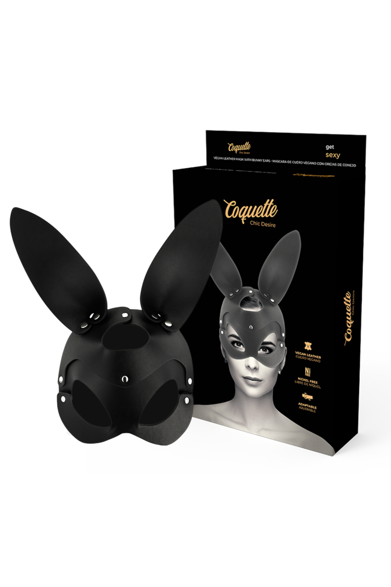 COQUETTE CHIC DESIRE - VEGAN LEATHER MASK WITH BUNNY EARS D-226923 | Intimitis.ro