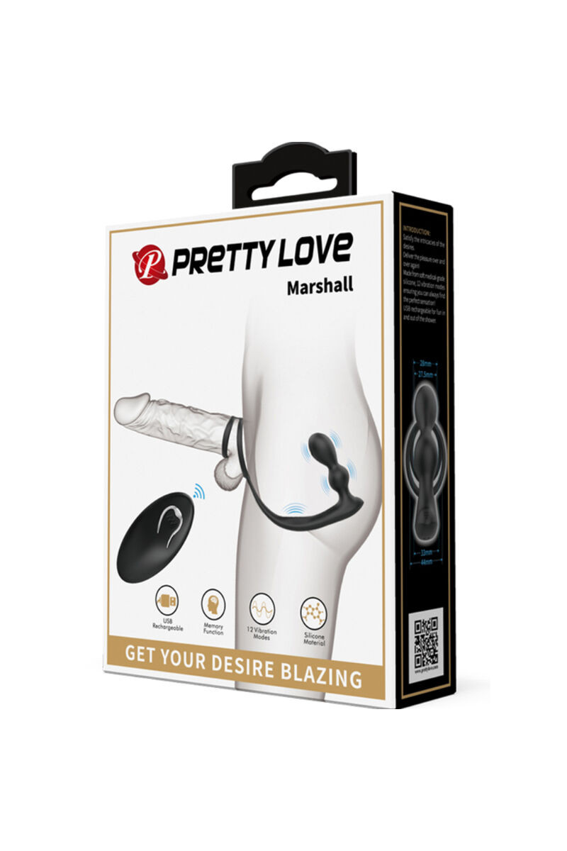 PRETTY LOVE - MARSHALL PENIS RING WITH VIBRATORY ANAL PLUG WITH REMOTE CONTROL D-236972 | Intimitis.ro