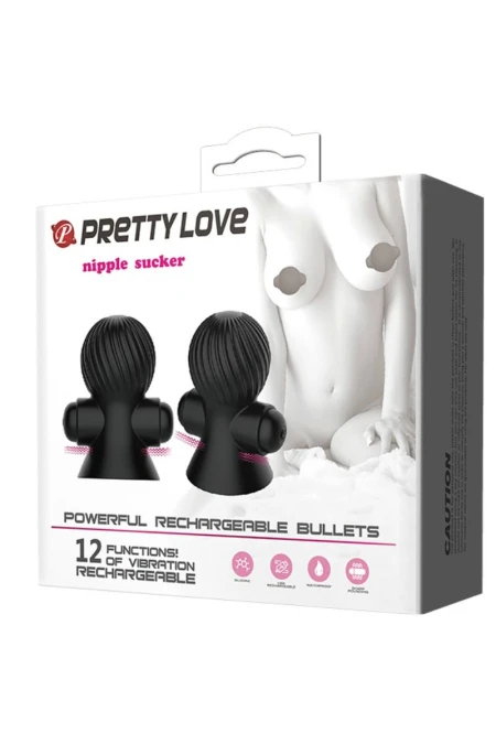 PRETTY LOVE - NIPPLE STIMULATORS 12 VIBRATION MODES D-219981 | Intimitis.ro