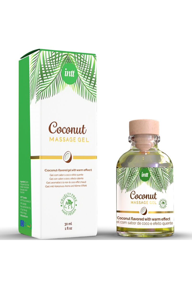 INTT - VEGAN MASSAGE GEL WITH COCONUT FLAVOR AND HEATING EFFECT D-234931 | Intimitis.ro