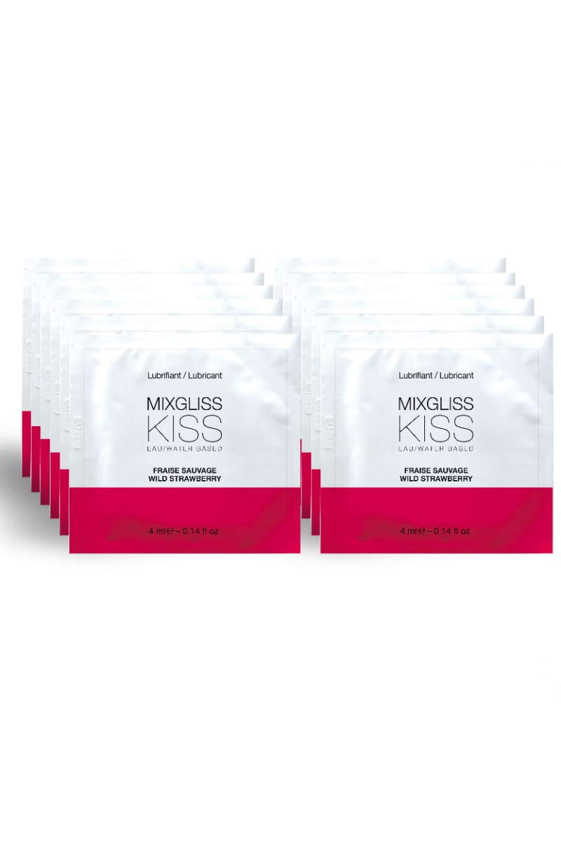 MIXGLISS - WATER BASED LUBRICANT STRAWBERRY FLAVOR 12 SINGLE DOSE 4 ML D-210247 | Intimitis.ro
