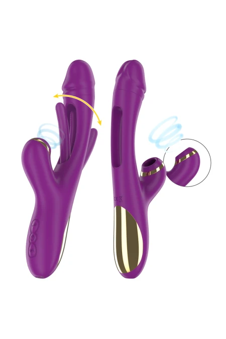 Ateneo Rechargeable Multifunction Vibrator 7 Vibrations With Swinging Motion And Sucking Purple - Intense  D-236482 | Intimitis.ro