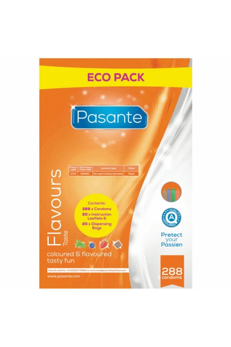 PASANTE - CONDOMS ECO PACK FLAVORS BAG 288 UNITS D-236445 | Intimitis.ro