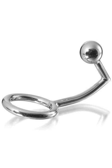 METAL HARD - COCK RING RING WITH ANAL INTRUDER HOOK 45MM D-205383 | Intimitis.ro