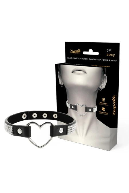 COQUETTE - CHIC DESIRE VEGAN LEATHER CHOKER WITH HEART D-229289 | Intimitis.ro
