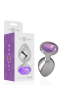 INTENSE - METAL ALUMINUM ANAL PLUG WITH VIOLET GLASS SIZE M D-234366