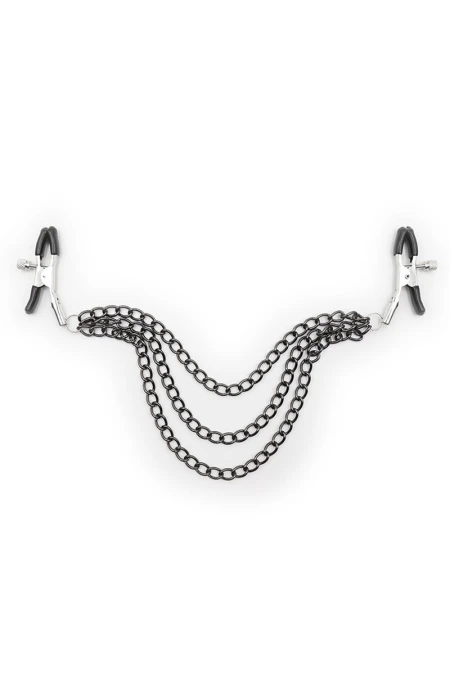 OHMAMA FETISH - BLACK NIPPLE CLAMPS WITH MULTI CHAINS D-230013 | Intimitis.ro