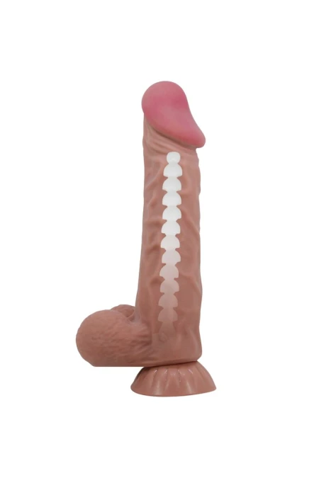 PRETTY LOVE - SLIDING SKIN SERIES REALISTIC DILDO WITH SLIDING SKIN SUCTION CUP BROWN 24 CM D-238760 | Intimitis.ro