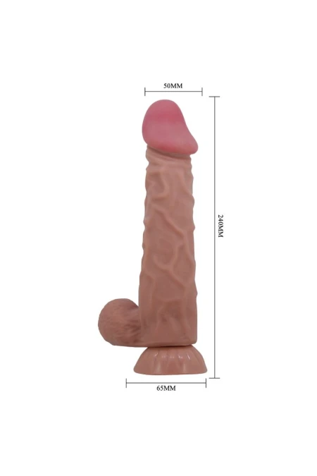 PRETTY LOVE - SLIDING SKIN SERIES REALISTIC DILDO WITH SLIDING SKIN SUCTION CUP BROWN 24 CM D-238760 | Intimitis.ro