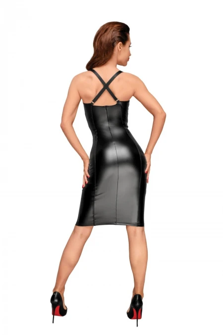Powerwetlook Kleid mit elastischen Einsätzen in der Hüfte und Brustbereich  F180 von Noir Handmade Decadence Collection