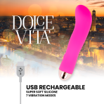 DOLCE VITA - RECHARGEABLE VIBRATOR TWO PINK 7 SPEEDS - imagine 5