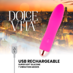 DOLCE VITA - RECHARGEABLE VIBRATOR FOUR PINK 7 SPEEDS - imagine 4