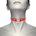 COQUETTE CHIC DESIRE - RED VEGAN LEATHER NECKLACE WITH HEART ACCESSORY WITH KEY - imagine 2