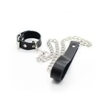 OHMAMA FETISH - PENIS NECKLACE AND LEATHER STRAP WITH METAL CHAIN - imagine 2