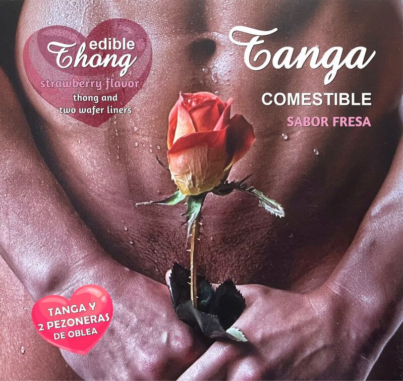 HOTFLOWERS - MENS THONG+ 2 STRAWBERRY WAFER NIPPLE /es/pt/en/fr/it/