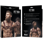 FETISH SUBMISSIVE ATTITUDE - MENS ECO-LEATHER CHEST HARNESS BLACK/RED - imagine 2