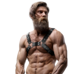 FETISH SUBMISSIVE ATTITUDE - MENS ADJUSTABLE ECO-LEATHER CHEST BULLDOG HARNESS - imagine 4