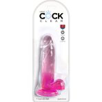 KING COCK - CLEAR REALISTIC PENIS WITH BALLS 15.2 CM PINK - imagine 2
