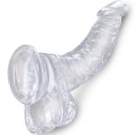 KING COCK - CLEAR REALISTIC CURVED PENIS WITH BALLS 16.5 CM TRANSPARENT - imagine 3