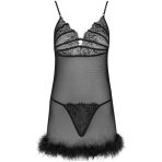 LIVCO CORSETTI FASHION - ZERUNAM SET BABYDOLL + TANGA NEGRO - imagine 3