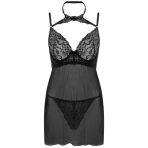 LIVCO CORSETTI FASHION - BINELLA SET BABYDOLL + TANGA NEGRO - imagine 3