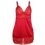 SUBBLIME - BABYDOLL SATINADO CON ENCAJE ROJO S/M - imagine 4