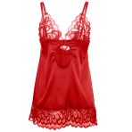 SUBBLIME - BABYDOLL SATINADO CON ENCAJE ROJO S/M - imagine 5