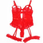 SUBBLIME - TEDDY CON LIGA DETALLE ENCAJE Y TIRAS ROJO S/M - imagine 3