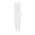 SUBBLIME - 951740 BODYSTOCKING WHITE FISHNET CROTCHLESS WITH BOWS ONE SIZE - imagine 5