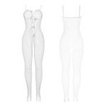SUBBLIME - 951740 BODYSTOCKING WHITE FISHNET CROTCHLESS WITH BOWS ONE SIZE - imagine 4
